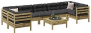 vidaXL 8 pcs conj. sofás jardim c/ almofadões madeira pinho impregnada
