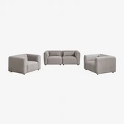 Conjunto De Sala Com Sofá Modular De 2 Peças E 2 Poltronas Fogler Bombazina Toupeira Claro - Sklum