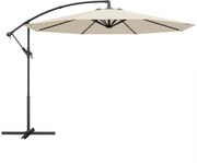 Outsunny Chapéu de Sol Excêntrico Ø300 cm com Base Cruzada Toldo Ajustável e Manivela UPF30+ para Terraço Pátio Creme | Aosom Portugal