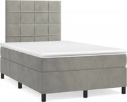 vidaXL Cama boxspring com colchão 120x190 cm veludo cinzento-claro