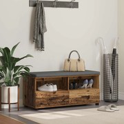 vidaXL Banco de Hall com almofada Madeira antiga 100 x 38 x 46 cm