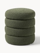 Pufe estofado em bouclé com arrumação Alto