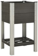 vidaXL Canteiro elevado jardim c/ prateleira 50x50x90 cm WPC cinzento