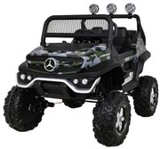 Carro elétrico para Crianças 2 lugares Mercedes BENZ UNIMOG 12V 4x4, Rodas Espuma EVA,Assento de couro Camuflado