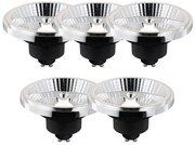 Conjunto de 5 lâmpadas LED inteligentes GU10 reguláveis AR111 10W 800 lm 2200 - 6500K