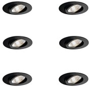 Conjunto de 6 focos embutidos pretos 6,8cm Incl. LED 750 lm Regulável IP23 - Gaius Moderno