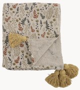 Manta com borlas e padrão floral Filipa