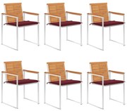 vidaXL Cadeiras de jardim 6 pcs c/ almofadões madeira de acácia maciça