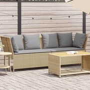 vidaXL Sofá de jardim com almofadões vime PE bege