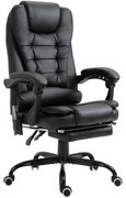 Vinsetto Cadeira de Escritório com 7 Pontos de Massagem Reclinável com Apoio para os Pés Carga 120 kg 12 W 67x79x111-121 cm Preto | Aosom Portugal