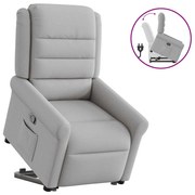 vidaXL Poltrona reclinável elevatória tecido cinzento-nublado