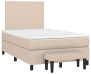 Cama boxspring c/ colchão 120x190cm couro artificial cappuccino