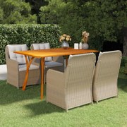 5 pcs conjunto de jantar para jardim castanho