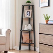 Estante de canto com 4 prateleiras 33,4 x 33,4 x 125 cm cinzento antracite-preto mate