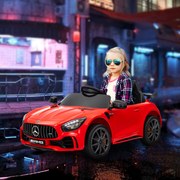 Carro Elétrico para Crianças Carro Mercedes-Benz AMG GTR com Bateria 12V Faróis  Buzina e Música 108x67x46 cm Vermelho