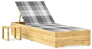 vidaXL Espreguiçadeira de jardim com mesa e almofadão pinho impregnado