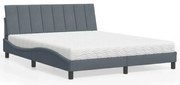 vidaXL Cama com colchão Hanko 160x200 cm veludo cinzento-escuro