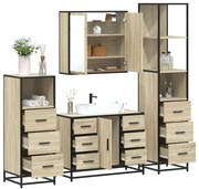 vidaXL 4 pcs conj. móveis casa banho derivados madeira carvalho sonoma