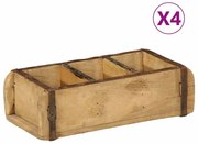 vidaXL Tabuleiro com armazenamento 4 pcs Castanho 30 x 14 x 9 cm