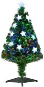 HOMCOM Árvore de Natal Artificial 90cm Árvore de Natal com 12 Luzes LED 3 Cores e 90 Ramos PVC Decoração de Natal Verde