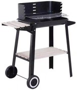 Outsunny Barbecue a Carvão com Grelha Ajustável em Altura Prateleiras e Rodas para Jardim Exterior Campismo 83x45x87 cm Preto