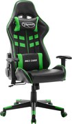 vidaXL Cadeira de gaming couro artificial preto e verde