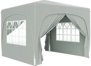 Outsunny Tenda Dobrável 3x3 m Tenda de Jardim para Festas e Eventos com Painéis Laterais UPF50+ Altura Ajustável e Bolsa de Transporte Cinza Claro | AOSOM Portugal