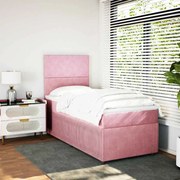 vidaXL Cama com molas/colchão 90x190 cm veludo rosa