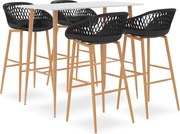 vidaXL 5 pcs conjunto de bar branco e preto