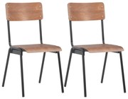 vidaXL Cadeiras de jantar 2 pcs contraplacado maciço e aço castanho