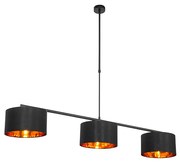 Candeeiro de suspensão moderno preto com luz dourada de 125 cm 3 - VT 3 Moderno