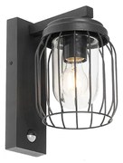 Candeeiro de parede exterior moderno preto IP44 com sensor de movimento - Luc Moderno