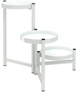 Outsunny Suporte para Vasos de Plantas Dobrável de Metal com 3 Prateleiras Redondas – Interior e Exterior 40x40x42 cm Branco | Aosom Portugal