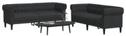 2 pcs conjunto de sofás tecido preto