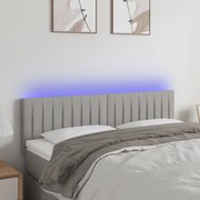 Cabeceira de cama c/ luzes LED tecido 144x5x78/88cm cinza-claro