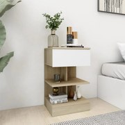 vidaXL Mesa de cabeceira 40x35x65 cm contrap. branco/carvalho sonoma