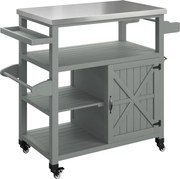 Outsunny Carrinho de jardim carrinho de churrasco com rodízios com tampo em aço inoxidável 107x49,5x92,5cm cinza | Aosom Portugal