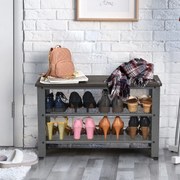 Sapateira com banco multiuso organizador de sapatos para corredor 73 x 30 x 45 cm cinza escuro