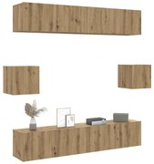vidaXL Conjunto de armário TV parede 6 pcs madeira carvalho artisiano