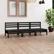 3 pcs conjunto lounge de jardim pinho maciço preto