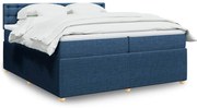 vidaXL Cama com molas/colchão 200x200 cm tecido azul