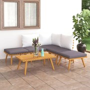 Conjunto lounge de jardim 6 pcs madeira de acácia maciça