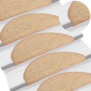 vidaXL Tapetes de escada autoadesivos 15 pcs 65x21x4 cm castanho-claro