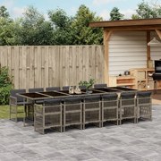 vidaXL 13 pcs conjunto jantar p/ jardim c/ almofadões vime PE cinzento