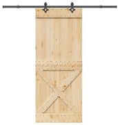 vidaXL Porta de correr com ferragens 95x210 cm madeira de pinho maciça