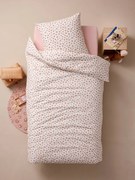Conjunto capa de edredon + fronha de almofada para criança, com algodão reciclado, Leopardo branco estampado