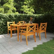 5 pcs conjunto de jantar para jardim madeira de acácia maciça