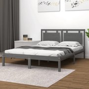 Estrutura de cama dupla pequena 120x190 cm madeira maciça cinza