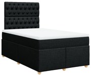 vidaXL Cama com molas/colchão 120x200 cm tecido preto