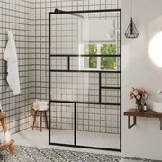 vidaXL Divisória de chuveiro c/ vidro transparente ESG 90x195 cm preto